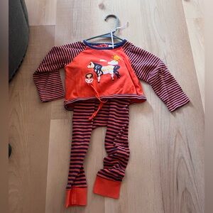 Vibrant Orange and Navy Kids Pajama Set